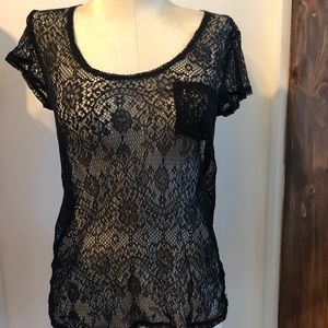Vintage black lace tee.